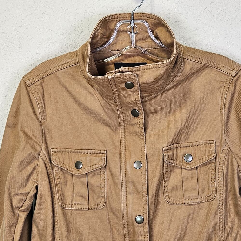 Talbots Safari Jacket Womans XS Camel Brown Twill Cotton Stretch Utility Outdoor - Picture 6 of 16